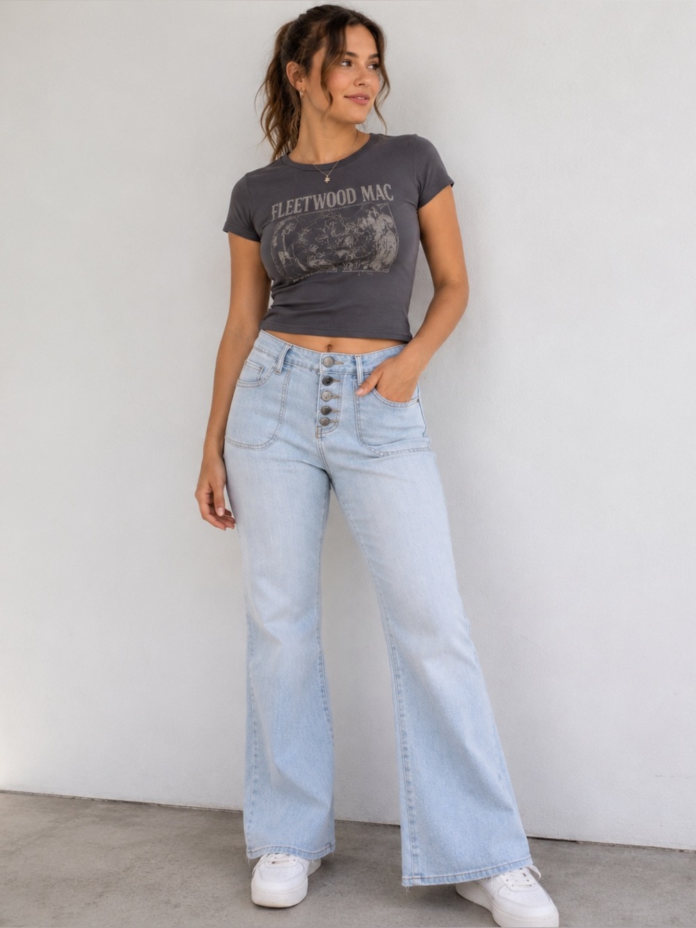 Wild Fable Button Fly Flare Jeans Women’s 16 Light Wash Stretch Denim